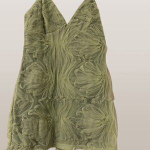 Beautiful mini cocktail dress in a mossy green color by Le Lis.